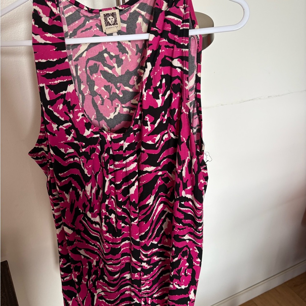 Anne Klein Pink and Black Patterned Sleeveless Top-Please make an offer!